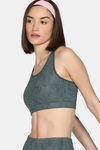 Zelocity Medium Impact Moisture Wicking Sports Bra with Removable Padding - Trekking Green — thumbnail 3